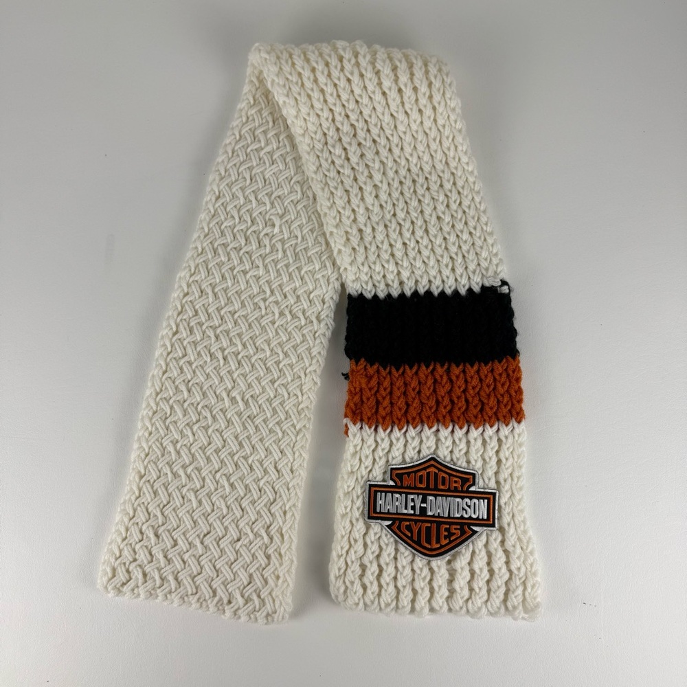Harley-Davidson Cream and Orange Knit Scarf